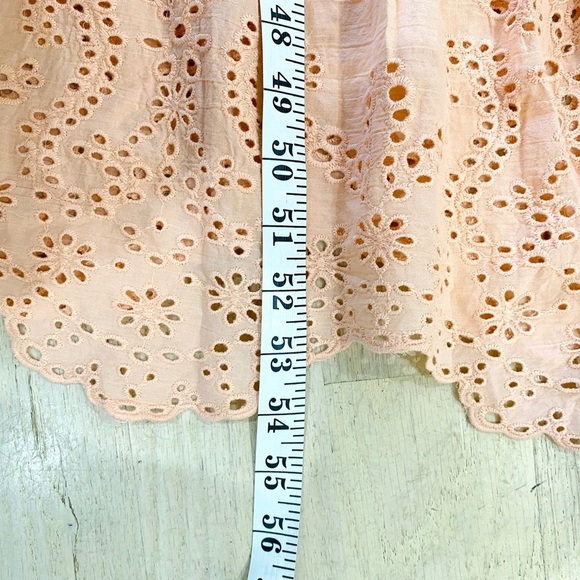 Apiece Apart 100% cotton light peach midi dress with ruffle shoulder straps - Picture 9 of 12